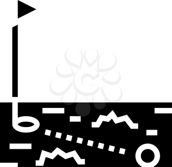 ball running in golf hole glyph icon vector. ball running in golf hole sign. isolated contour symbol black illustration