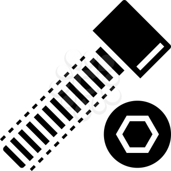 socket head screw glyph icon vector. socket head screw sign. isolated contour symbol black illustration