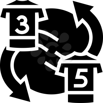 exchange players t-shirt glyph icon vector. exchange players t-shirt sign. isolated contour symbol black illustration