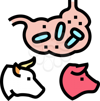 coli bacillus domestic animal color icon vector. coli bacillus domestic animal sign. isolated symbol illustration