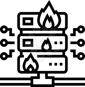 server fire security system line icon vector. server fire security system sign. isolated contour symbol black illustration
