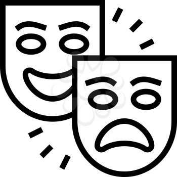 theater tragedy and comedy line icon vector. theater tragedy and comedy sign. isolated contour symbol black illustration