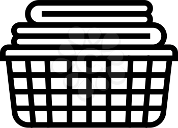 washed clean fabric clothes in basket line icon vector. washed clean fabric clothes in basket sign. isolated contour symbol black illustration