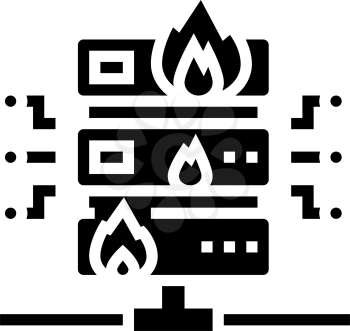 server fire security system glyph icon vector. server fire security system sign. isolated contour symbol black illustration
