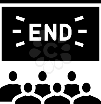 movie end in cinema glyph icon vector. movie end in cinema sign. isolated contour symbol black illustration