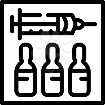 syringe with vaccine line icon vector. syringe with vaccine sign. isolated contour symbol black illustration