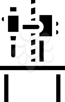 drilling and slotting machine glyph icon vector. drilling and slotting machine sign. isolated contour symbol black illustration