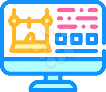 monitor with printer settings color icon vector. monitor with printer settings sign. isolated symbol illustration