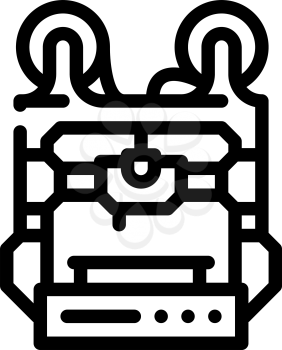 double extruder 3d printer line icon vector. double extruder 3d printer sign. isolated contour symbol black illustration