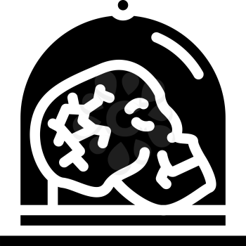 skull museum exhibit glyph icon vector. skull museum exhibit sign. isolated contour symbol black illustration