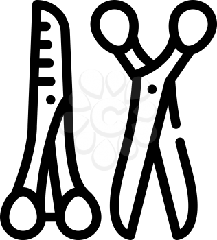 scissors for cut animal hair line icon vector. scissors for cut animal hair sign. isolated contour symbol black illustration