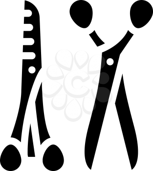 scissors for cut animal hair glyph icon vector. scissors for cut animal hair sign. isolated contour symbol black illustration