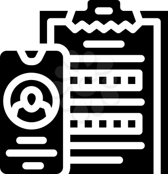 client questionnaire call center glyph icon vector. client questionnaire call center sign. isolated contour symbol black illustration