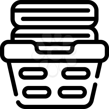 washed clean clothes in basket line icon vector. washed clean clothes in basket sign. isolated contour symbol black illustration
