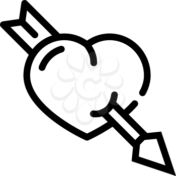 piarced heart line icon vector. piarced heart sign. isolated contour symbol black illustration