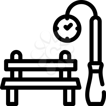 park bench and clock for date line icon vector. park bench and clock for date sign. isolated contour symbol black illustration