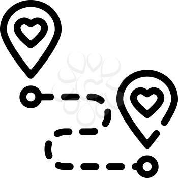 direction to love line icon vector. direction to love sign. isolated contour symbol black illustration