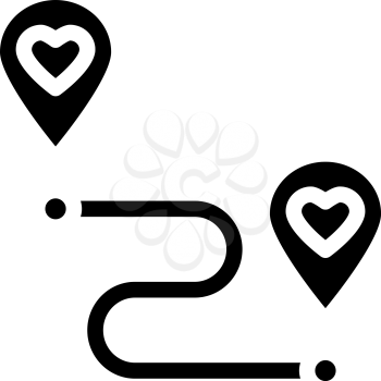 direction to love glyph icon vector. direction to love sign. isolated contour symbol black illustration