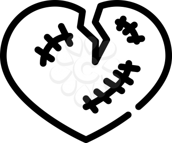 broken heart line icon vector. broken heart sign. isolated contour symbol black illustration