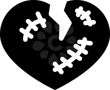 broken heart glyph icon vector. broken heart sign. isolated contour symbol black illustration