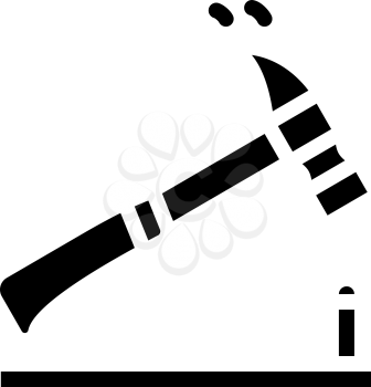 nailing hammer glyph icon vector. nailing hammer sign. isolated contour symbol black illustration