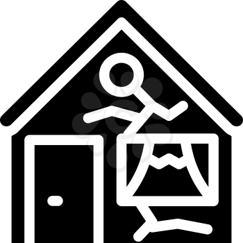 broken damaged house glyph icon vector. broken damaged house sign. isolated contour symbol black illustration