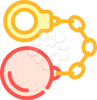 handcuffs with core color icon vector. handcuffs with core sign. isolated symbol illustration