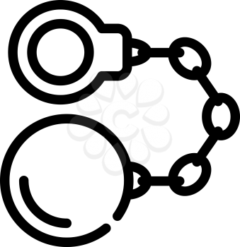handcuffs with core line icon vector. handcuffs with core sign. isolated contour symbol black illustration