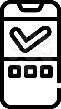 approved mark mobile display line icon vector. approved mark mobile display sign. isolated contour symbol black illustration