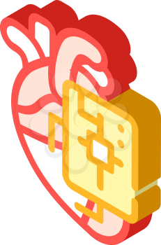 microchip for heart isometric icon vector. microchip for heart sign. isolated symbol illustration