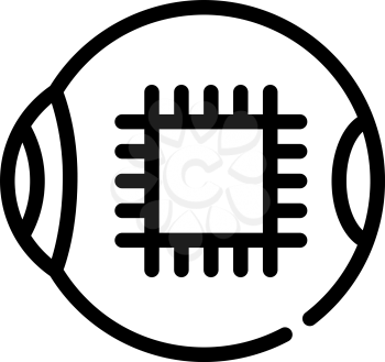 microchip for good eye vision line icon vector. microchip for good eye vision sign. isolated contour symbol black illustration