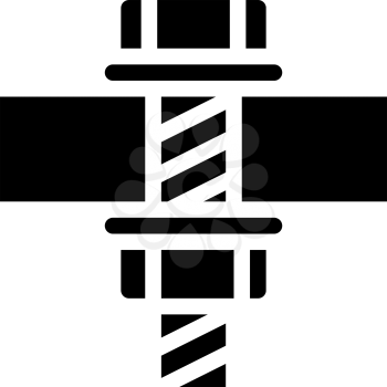 fastening bolt waterproof layer glyph icon vector. fastening bolt waterproof layer sign. isolated contour symbol black illustration