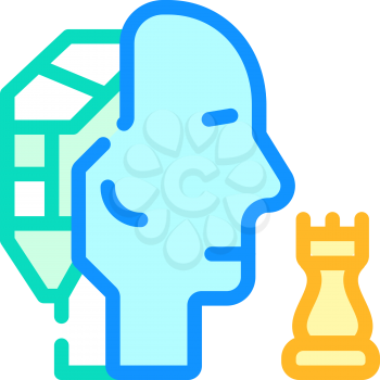 robot head brain play chess color icon vector. robot head brain play chess sign. isolated symbol illustration
