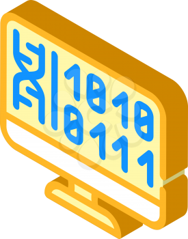 generating protein cell using computer code isometric icon vector. generating protein cell using computer code sign. isolated symbol illustration