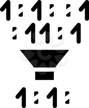 binary code filtration glyph icon vector. binary code filtration sign. isolated contour symbol black illustration