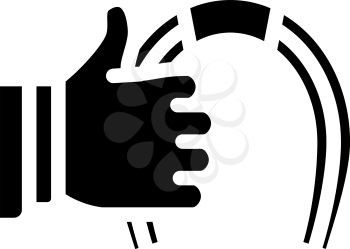 hand holding horseshoe glyph icon vector. hand holding horseshoe sign. isolated contour symbol black illustration