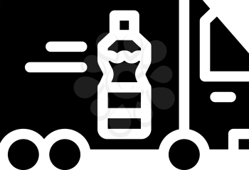delivering oil truck glyph icon vector. delivering oil truck sign. isolated contour symbol black illustration