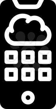 cloud storage phone files glyph icon vector. cloud storage phone files sign. isolated contour symbol black illustration