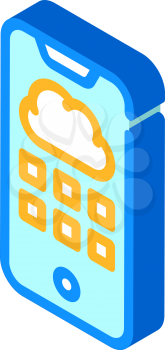 cloud storage phone files isometric icon vector. cloud storage phone files sign. isolated symbol illustration