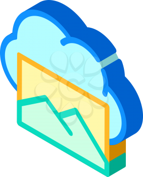 pictures cloud storage isometric icon vector. pictures cloud storage sign. isolated symbol illustration