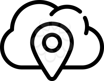 gps location cloud storage line icon vector. gps location cloud storage sign. isolated contour symbol black illustration