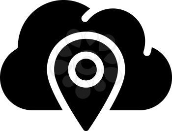 gps location cloud storage glyph icon vector. gps location cloud storage sign. isolated contour symbol black illustration