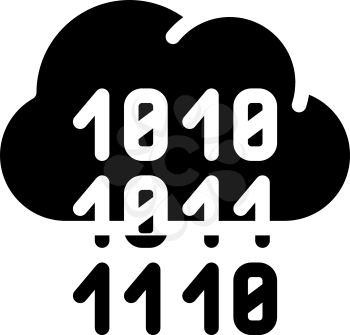 programming binary code cloud storage glyph icon vector. programming binary code cloud storage sign. isolated contour symbol black illustration