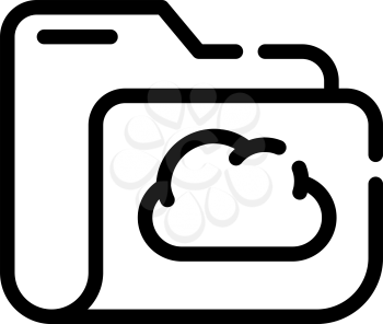 computer folder cloud storage line icon vector. computer folder cloud storage sign. isolated contour symbol black illustration
