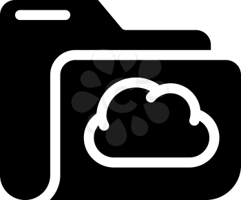 computer folder cloud storage glyph icon vector. computer folder cloud storage sign. isolated contour symbol black illustration