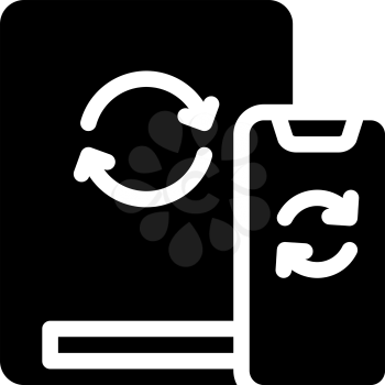 cloud synchronization with phone glyph icon vector. cloud synchronization with phone sign. isolated contour symbol black illustration