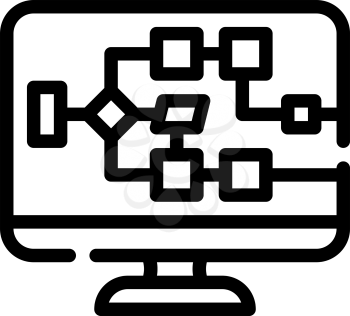 electrical circuit computer screen line icon vector. electrical circuit computer screen sign. isolated contour symbol black illustration