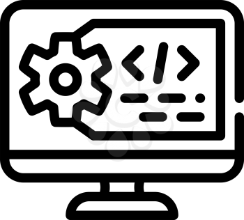 working code computer screen line icon vector. working code computer screen sign. isolated contour symbol black illustration