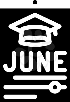 date graduation calendar glyph icon vector. date graduation calendar sign. isolated contour symbol black illustration
