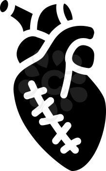 heart attack operation glyph icon vector. heart attack operation sign. isolated contour symbol black illustration